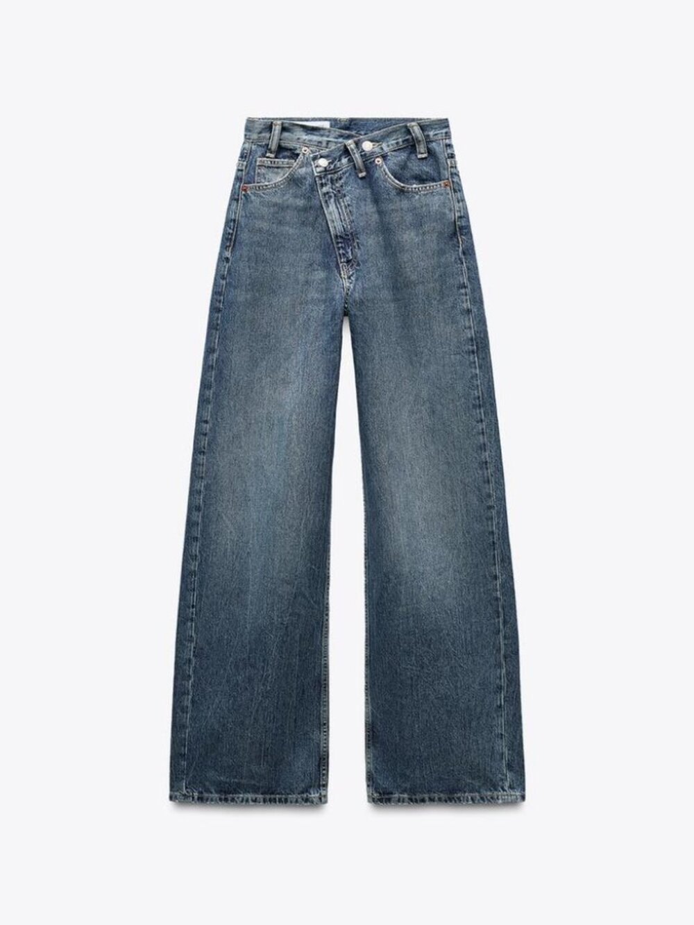 TRF HIGH RISE WIDE LEG CROSSOVER WAISTBAND JEANS